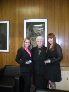 Sister Marcella Marie Garus with award recipients Bonnie Mack and Valerie Kasinski