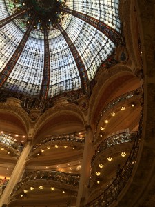 Looking up at the dome at the Galeries Lafayette